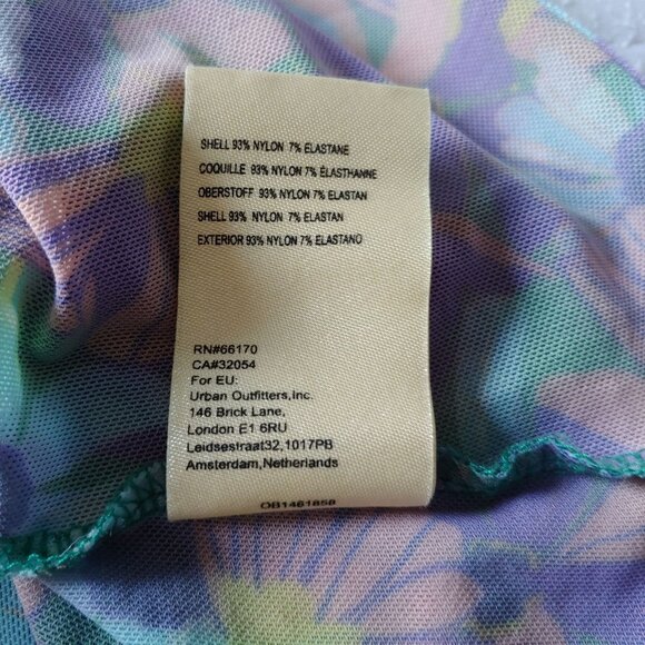 Maeve Water Color Disco Sheer Mesh  Mock Neck L-Sleeve Top S - Picture 12 of 12